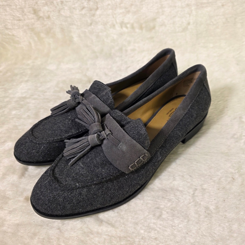 G.H. Bass Noelle Tassel Loafers Charcoal Grey Textured Womens 7.5 Excellent